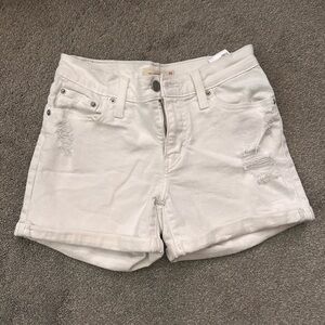 Levi's Cream Distressed Jean Shorts